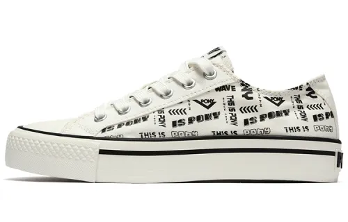 Pony Shooter Trendy Abrasion Resistant Low top Canvas Shoes Unisex White