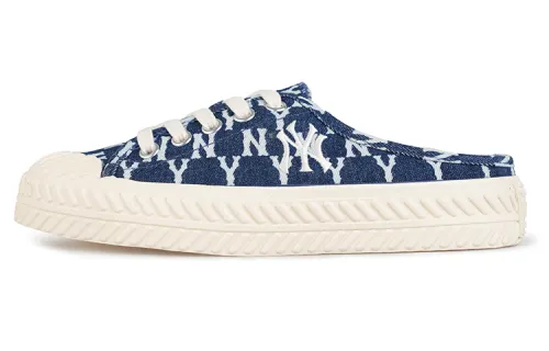 MLB Playball Mule Mono Denim Mules Slip Resistant Abrasion Resistant Low top Canvas Shoes Unisex Denim Dark Blue