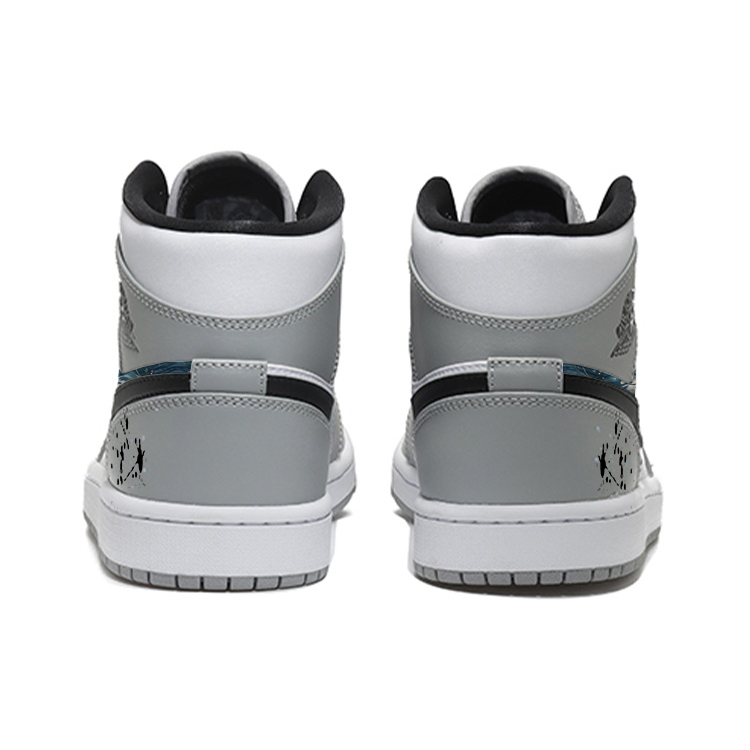 Jordan Air Jordan 1 Abrasion Resistant Slip Resistant Mid top Vintage Basketball Shoes Men’s Smoke Gray