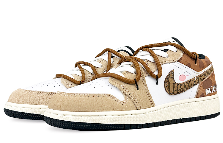 Jordan Air Jordan 1 Low top Vintage Basketball Shoes Women’s White Brown