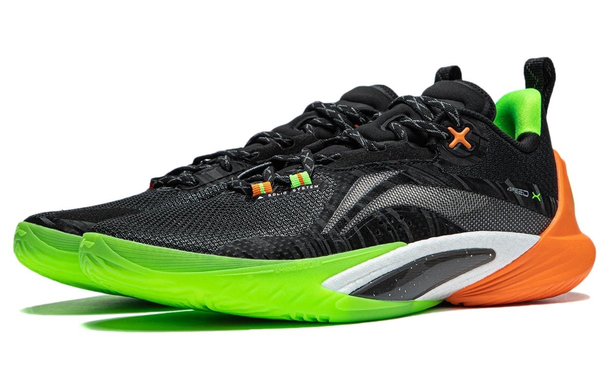 Li Ning Speed 10 Basketball Shoes Men’s Low Top Black Green Orange