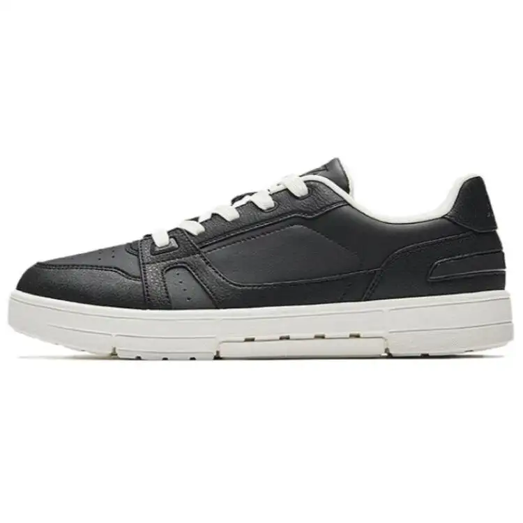 Anta Abrasion Resistant Breathable Low top Skateboard Shoes Men's Black White