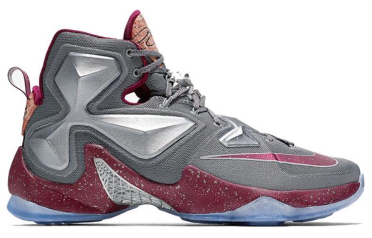Мужские кроссовки Nike Lebron 13 Opening Night 13 (серые с красным) — 狼灰/团队红/金属银 — фото 2