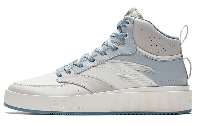 Anta Milk Cap 2 Slip Resistant Cushioning Lightweight Cushioning Lightweight High top Skateboard Shoes Men's White Blue
