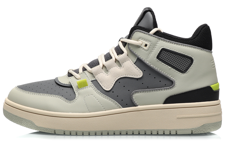 LiNing Attack Cushioned Wear-Resistant Water-Resistant Mid-Top Vintage Basketball Shoes Men’s Asphalt Gray