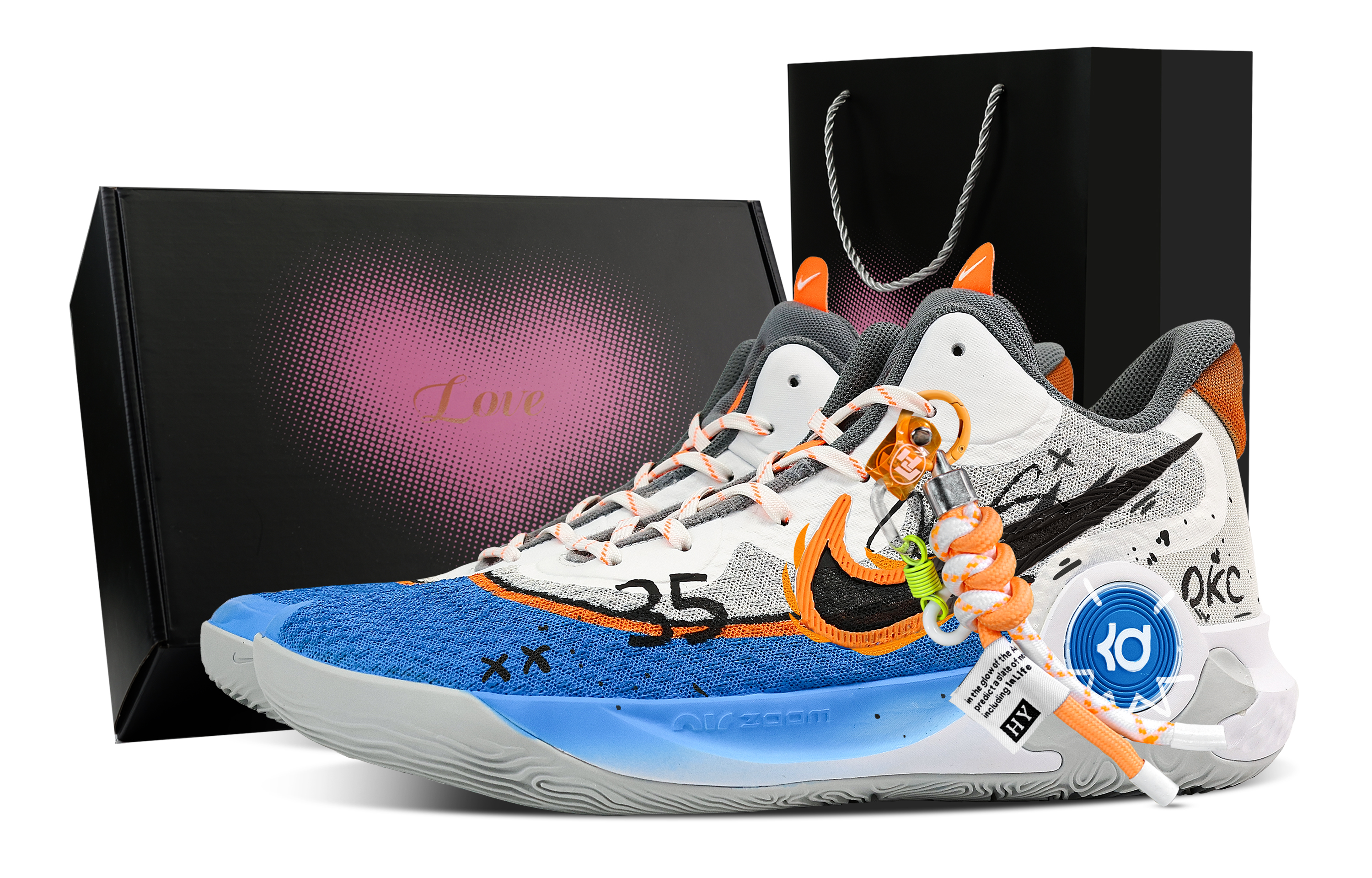 Nike KD Trey 5 IX Basketball Shoes Unisex Mid Top Blue/Orange/White
