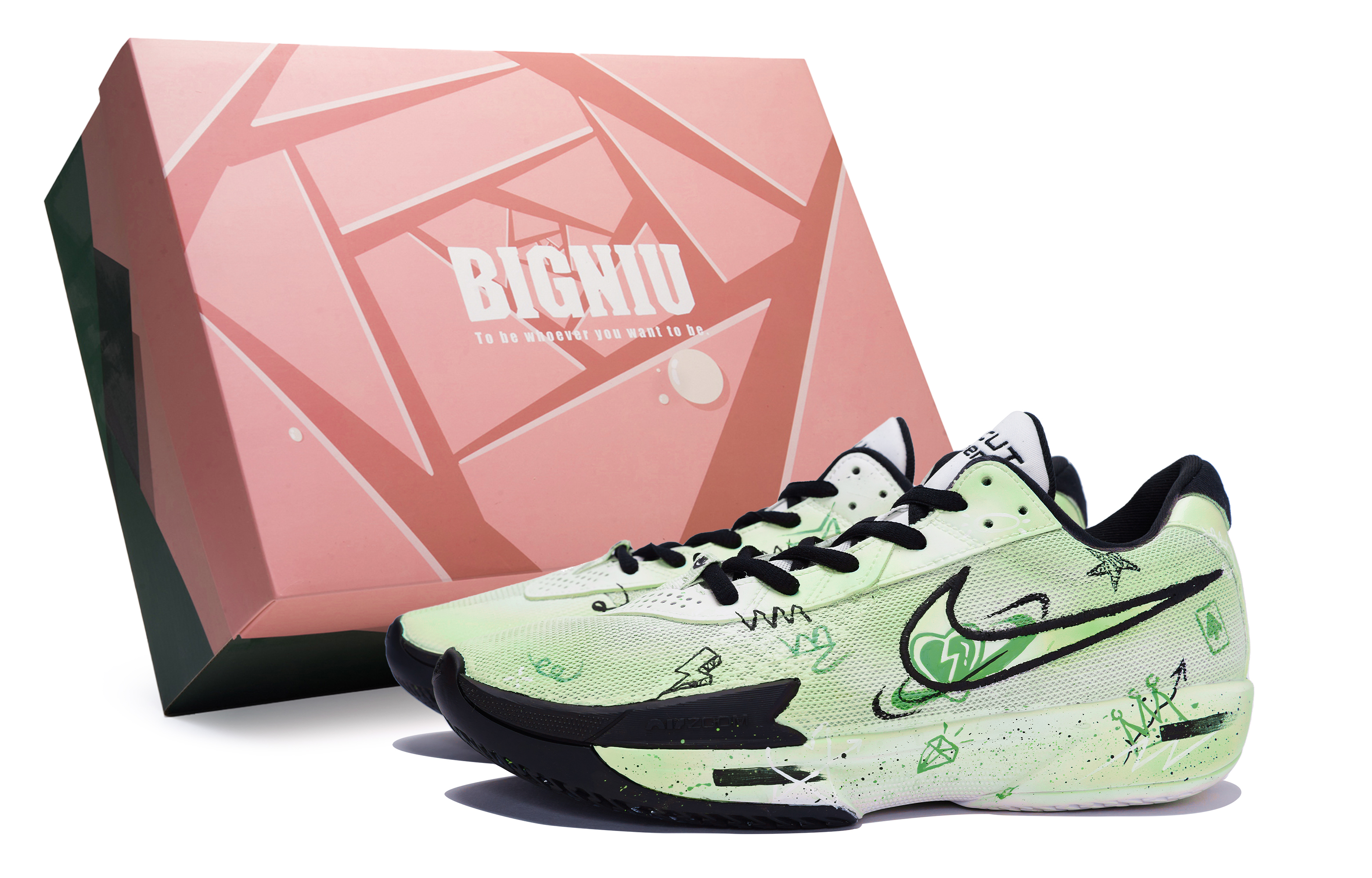 Nike Air Zoom G.T. Cut Academy 811 Manufacturing, Heartbeat Surround Green, Special Shoe Box Low top Basketball Shoes