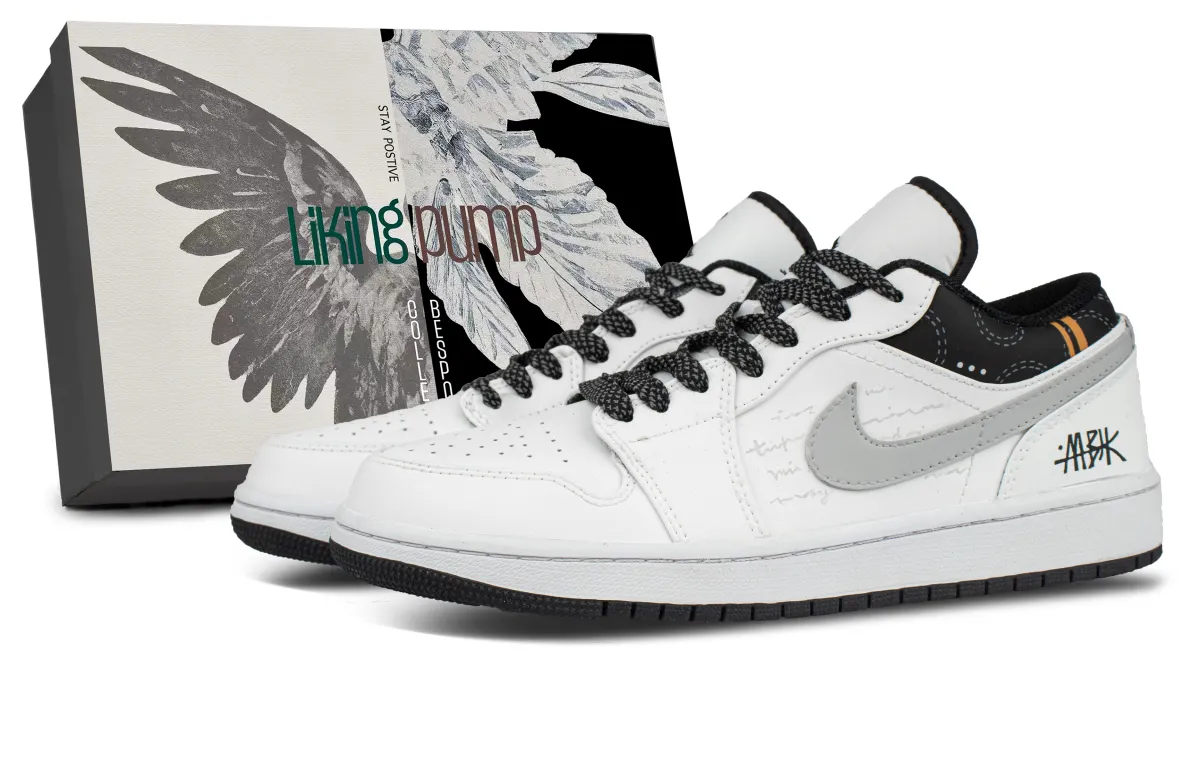 Jordan Air Jordan 1 Cushioning Breathable Low top Vintage Basketball Shoes Unisex White