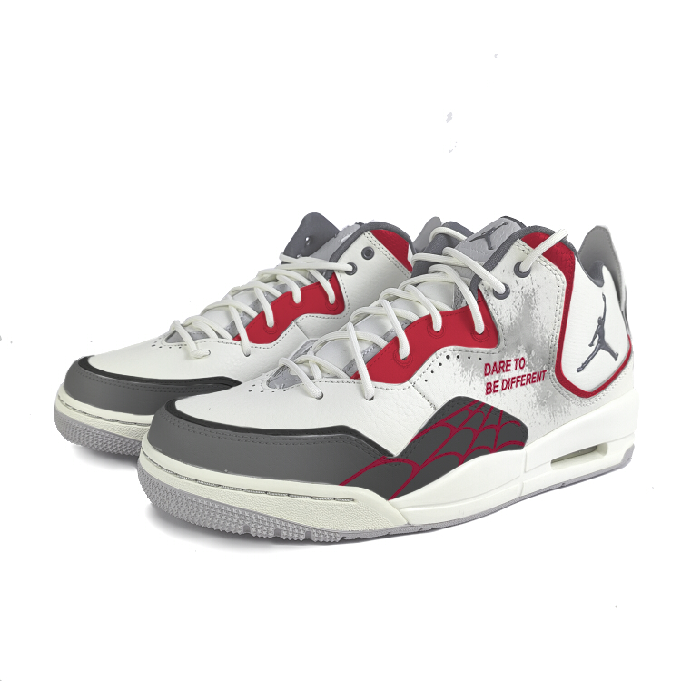 Jordan Courtside 23 Cushioning Slip Resistant Mid top Vintage Basketball Shoes Men’s Red White Gray