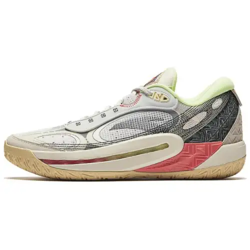 Anta Shock Wave 6 Slip Resistant, Abrasion Resistant, Lightweight Low top Basketball Shoes Men's Beige Gray