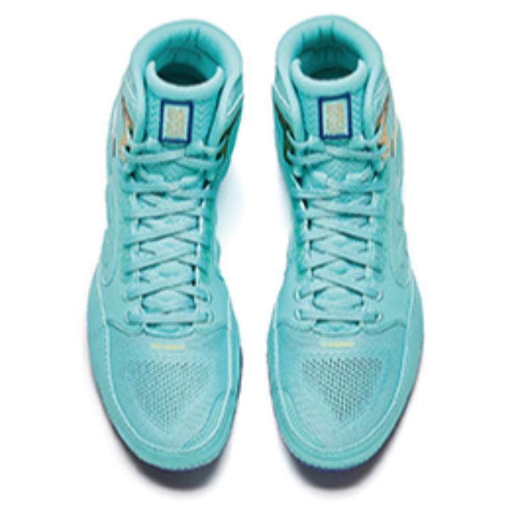 Anta Comfortable High top Professional Wrestling Shoes Men’s Green Black Blue
