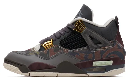 Jordan Air Jordan 4 Slip Resistant Abrasion Resistant Mid top Vintage Basketball Shoes Women's Black White