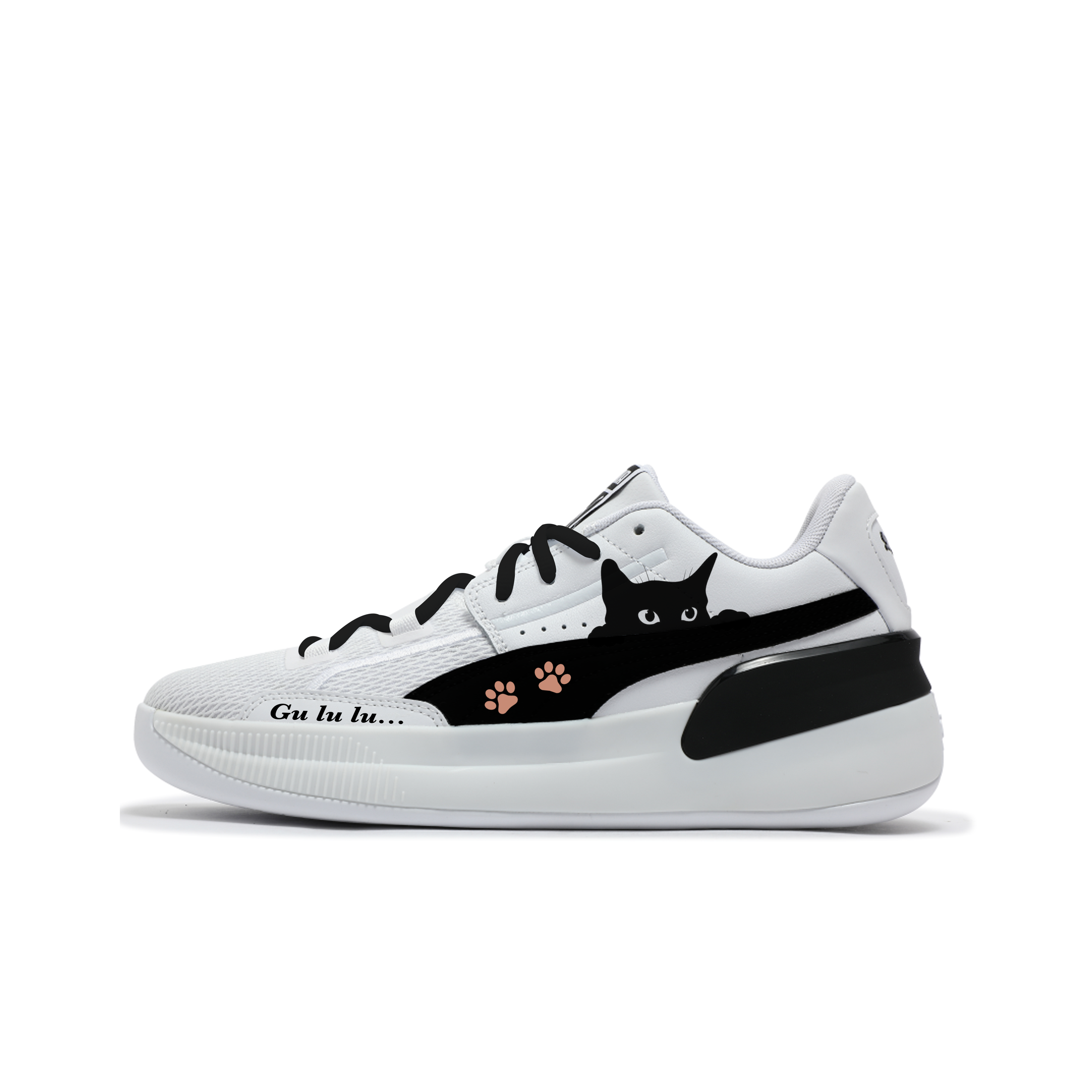 PUMA Clyde Hardwood Team Abrasion Resistant Low top Basketball Shoes Unisex Black White