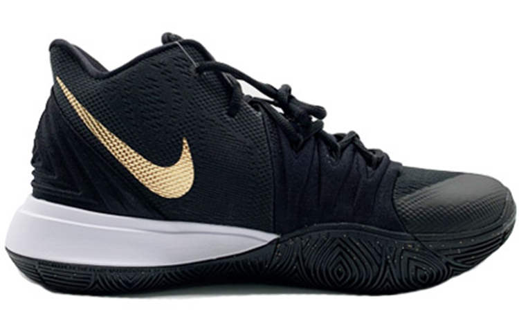 Мужские кроссовки Nike Kyrie 5 (черно-золотые) — фото 2