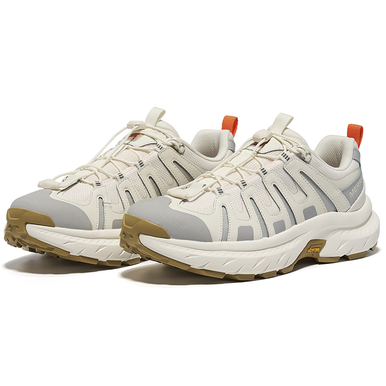 MERRELL Slip Resistant, Abrasion Resistant, Cushioning, Breathable Low top Outdoor Hiking Shoes Men’s Cream Gray