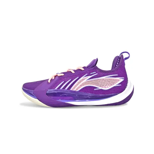 Li Ning Sonic 13 Cushioning Slip Resistant Abrasion Resistant Low top Basketball Shoes Men's Purple Pink