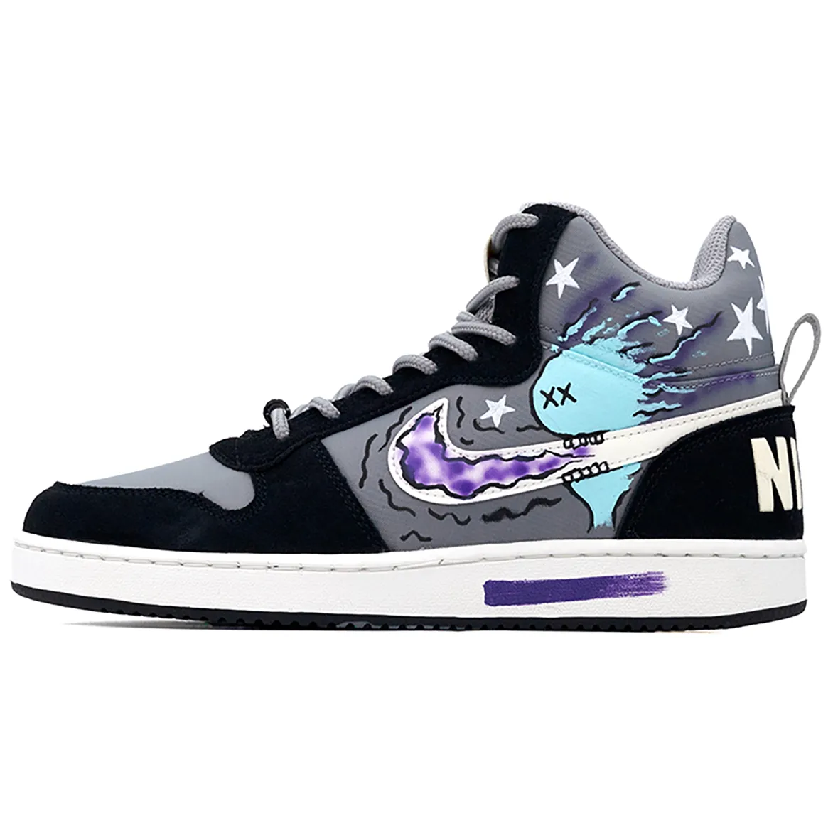 Nike Court Borough Mid top Skateboard Shoes Men's Black White Gray