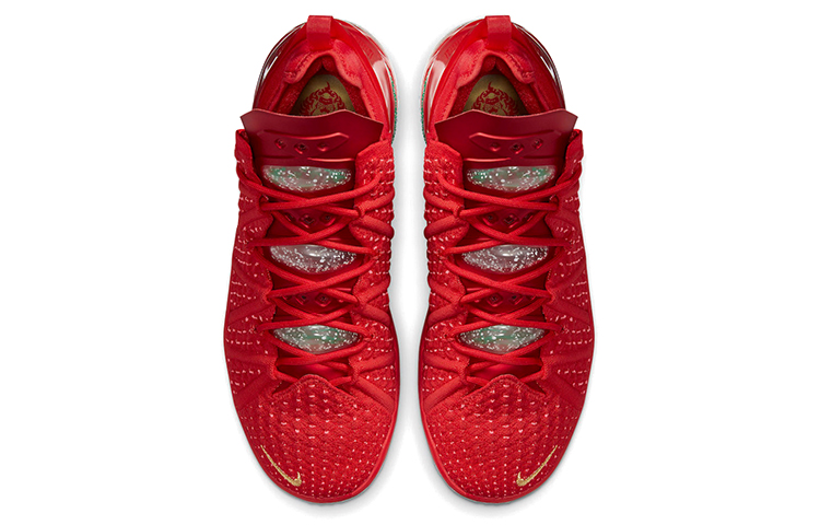 Мужские кроссовки Nike Lebron 18 X-Mas in LA 18 TPU (красный / золотой) — фото 4