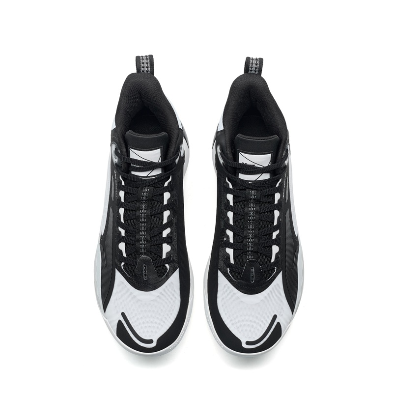 XTEP Abrasion Resistant Anti Rollover Slip Resistant Low top Basketball Shoes Men’s Black White