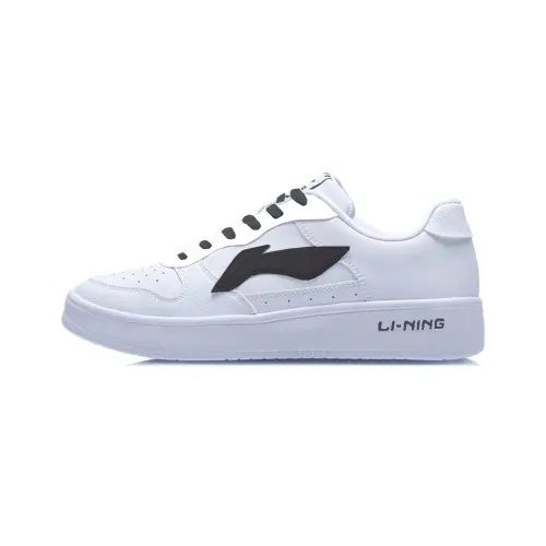 Li Ning Floating Boat Slip Resistant, Abrasion Resistant, Breathable Low top Skateboard Shoes Unisex Black White
