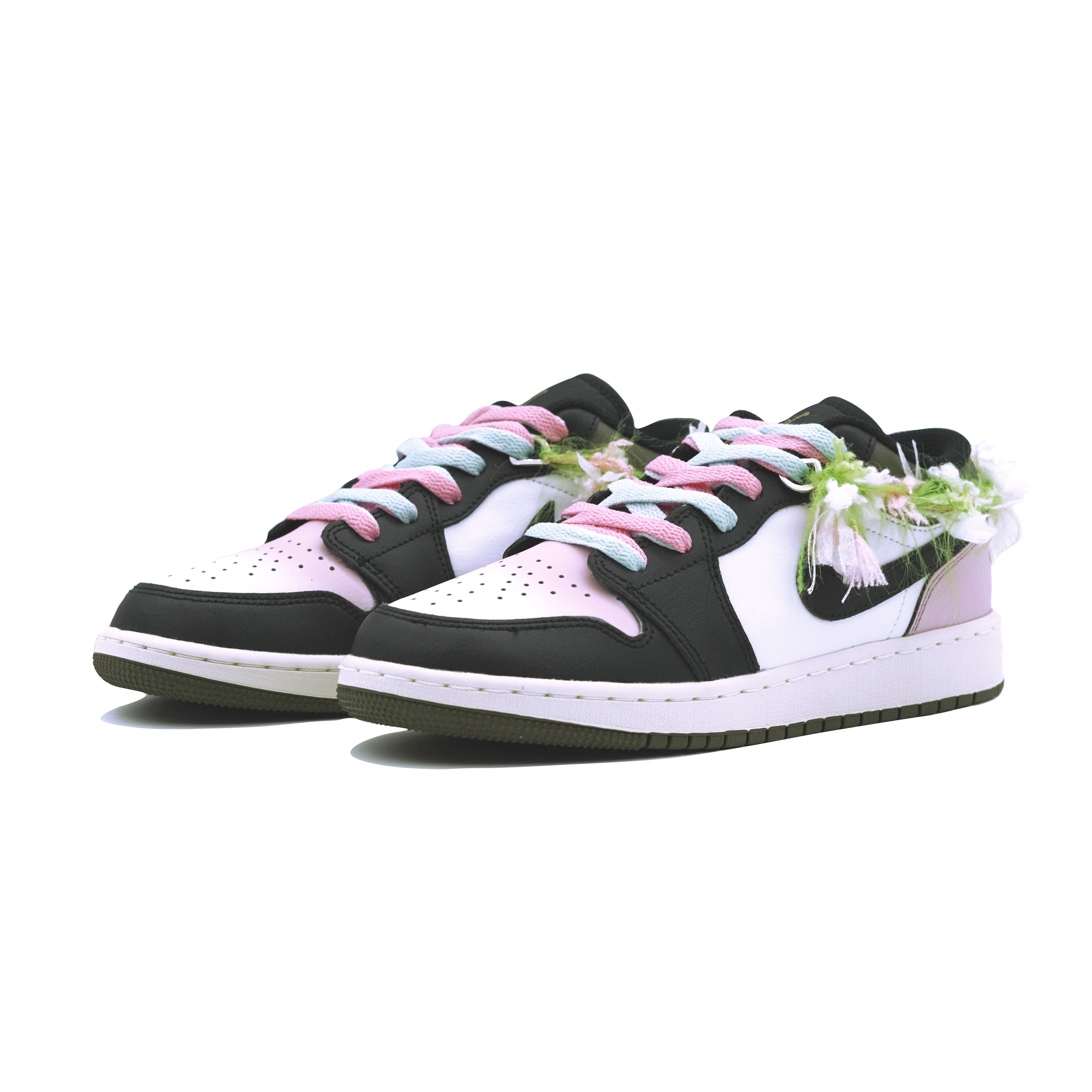 Jordan Air Jordan 1 Vintage Basketball Shoes Women’s Low Top Olive Green, Black, Pink
