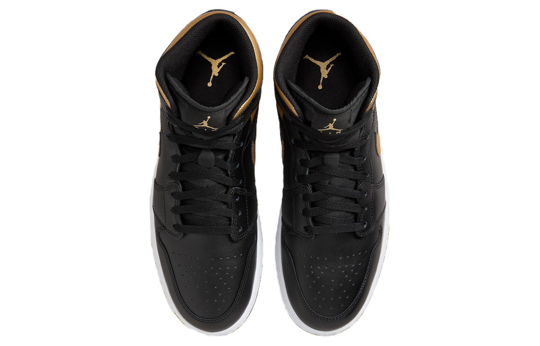 Jordan 1 Mid Black Metallic Gold