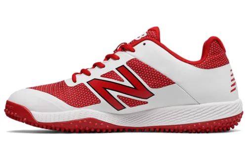 New Balance 4040 v4 Turf Baseball Round Toe Lace Up Fabric Low Top Basketball Shoes Men's Red White