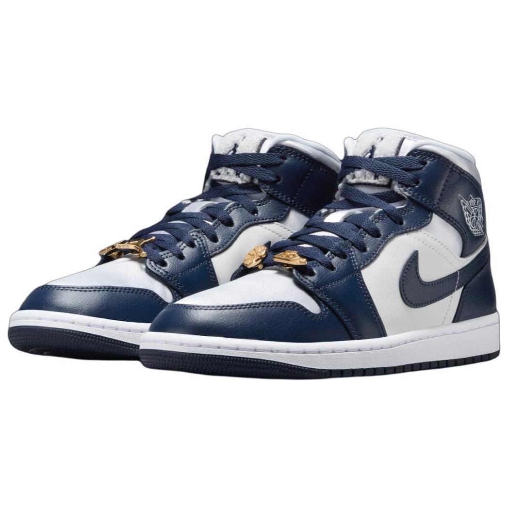 Jordan 1 Mid Football Grey White Midnight Navy Women’s