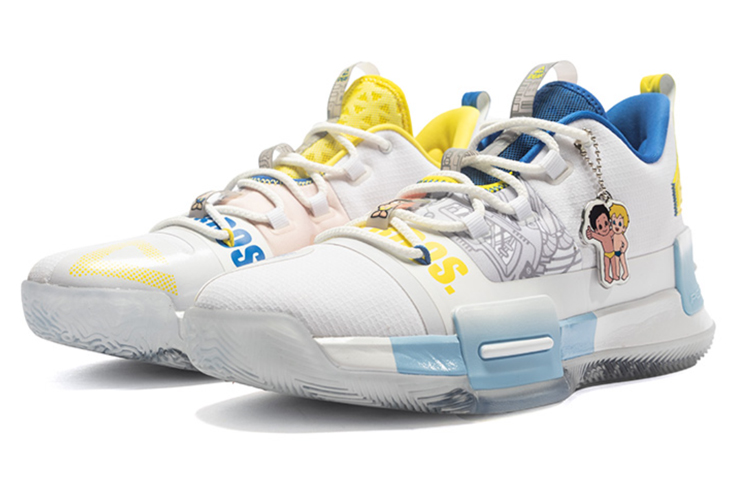 HAIER BROS x PEAK Flash Cushioning Slip Resistant Abrasion Resistant Low top Basketball Shoes Men’s White