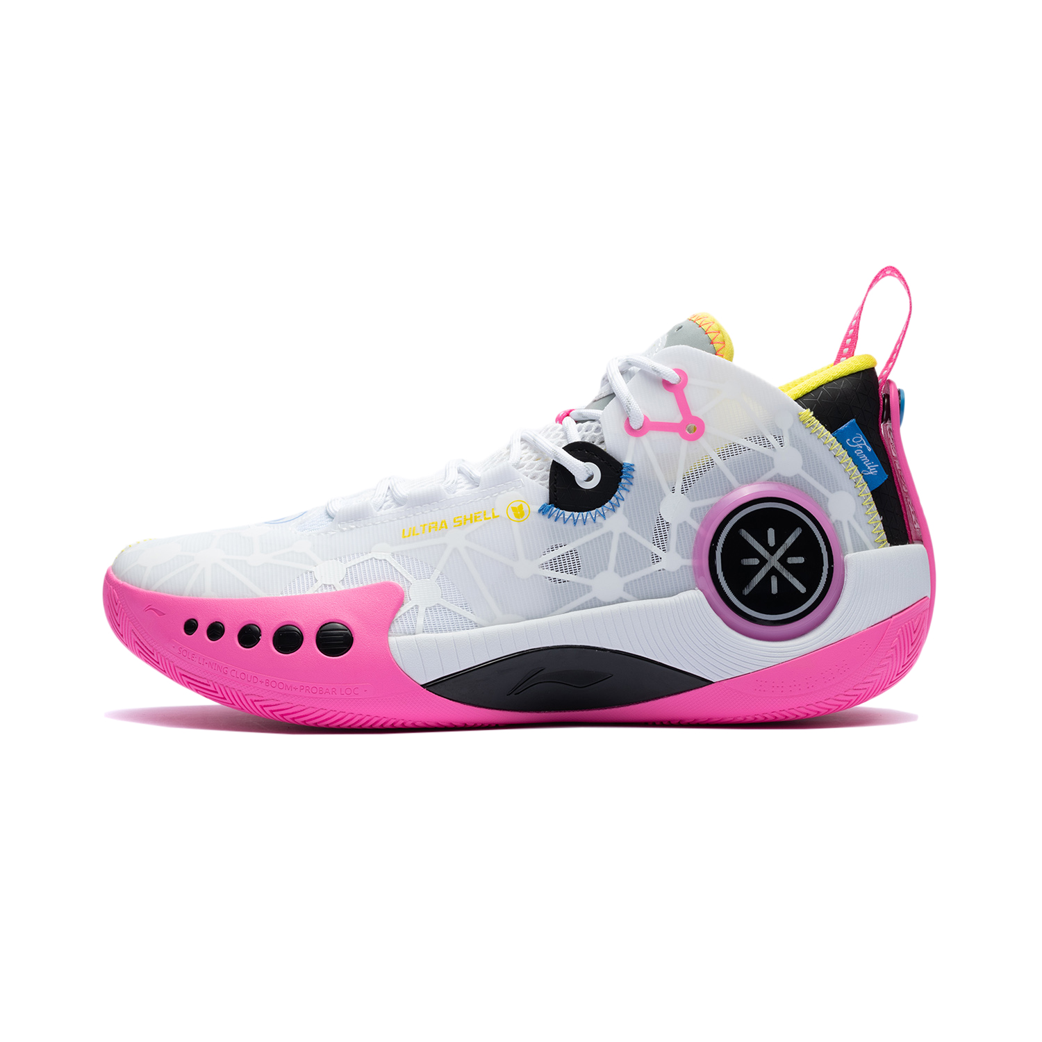 LiNing Wade Phantom 3 Reflective Rebound Professional Athletics Shock Absorbing Breathable Low-top Basketball Shoes Men's White Pink