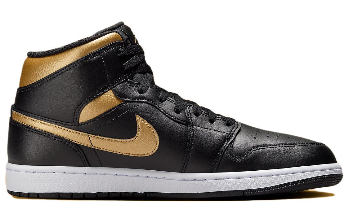 Jordan 1 Mid Black Metallic Gold