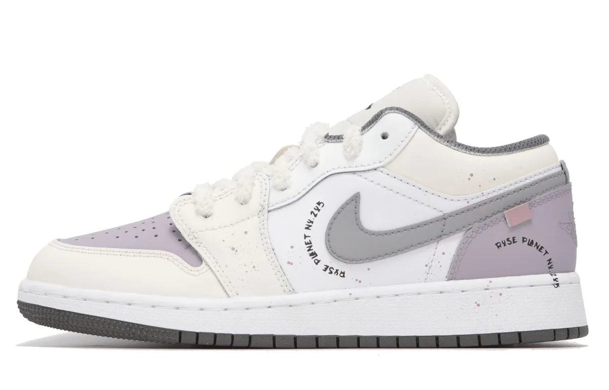 Jordan Air Jordan 1 Abrasion Resistant Abrasion Resistant Low top Vintage Basketball Shoes Unisex White Purple