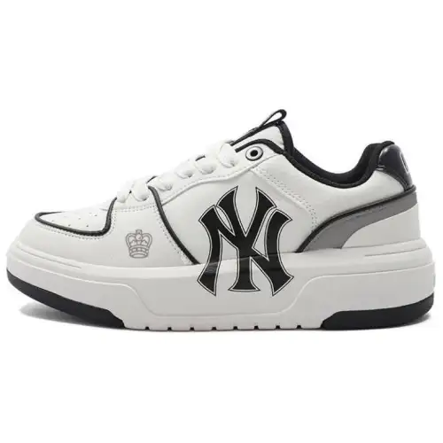 MLB Chunky Liner Non Slip And Waterproof Height Increasing Low top Skateboard Shoes Unisex Gray White