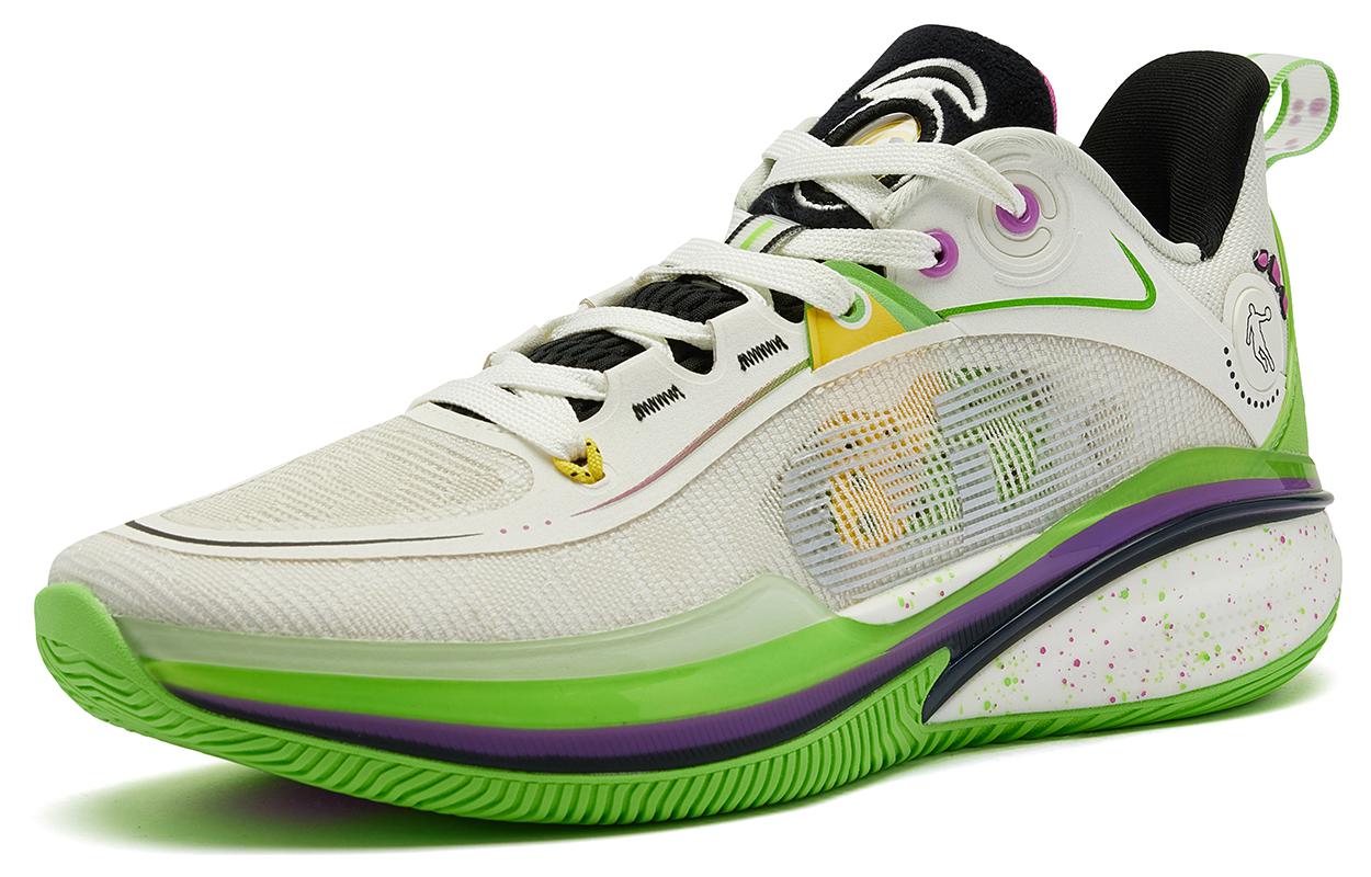 QIAODAN FE1.0 Dinosaur Wolf Colorway Abrasion Resistant Breathable Low top Basketball Shoes Men’s Green White