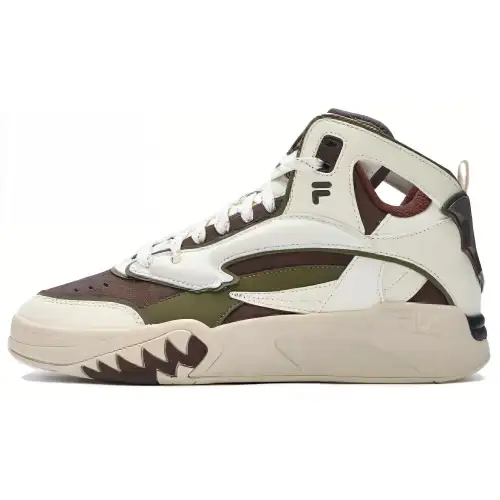 FILA FUSION Cushioning, Wear Resistant High top Basketball Shoes Men's Brown White