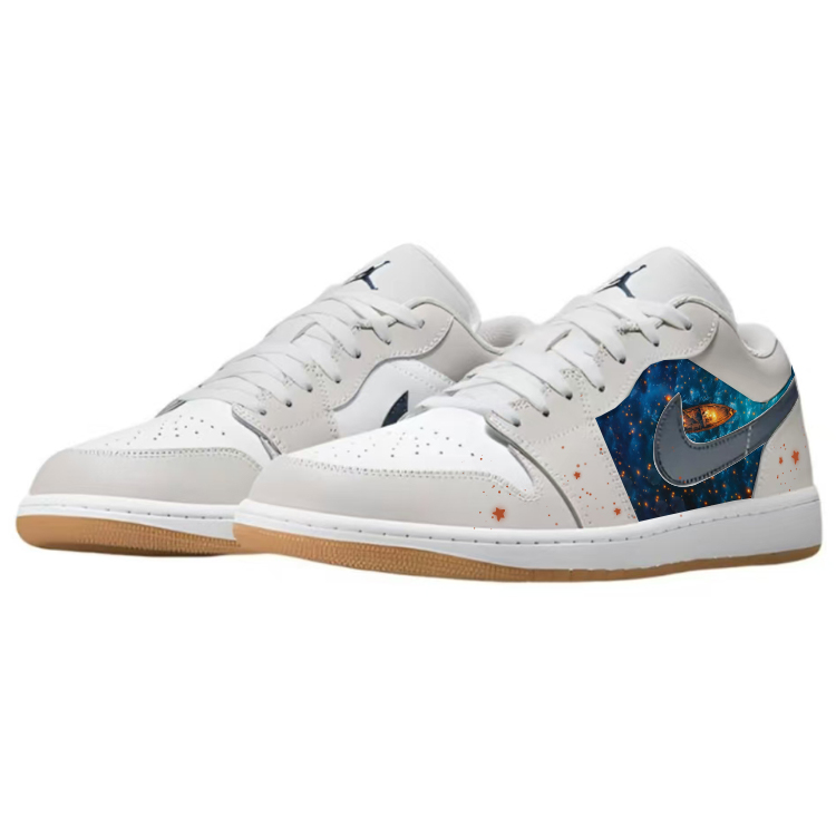 Jordan Air Jordan 1 Romantic Fireflies Cushioning Slip Resistant Low top Vintage Basketball Shoes Unisex White