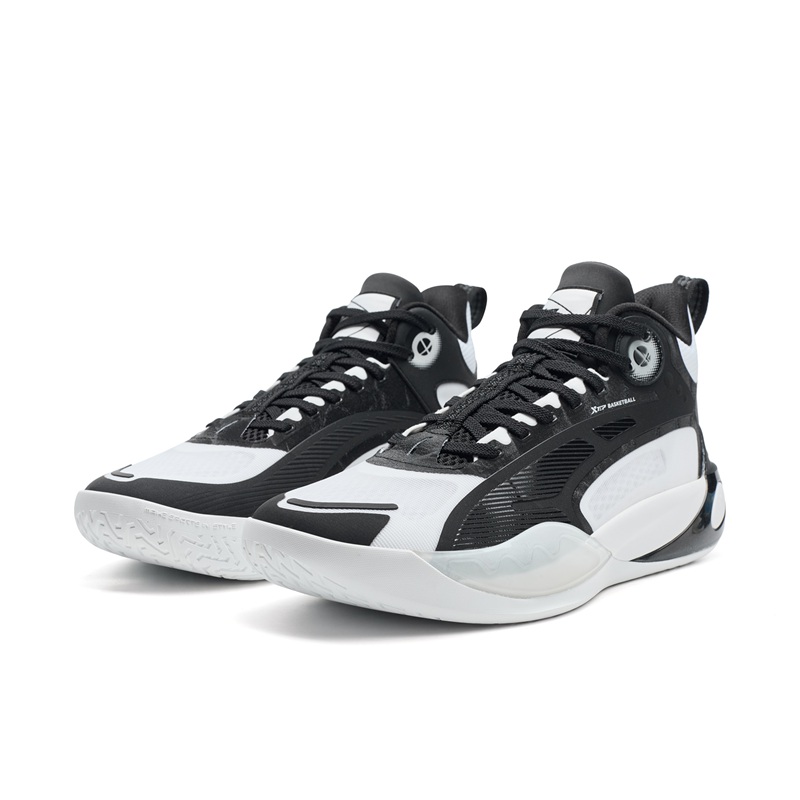 XTEP Abrasion Resistant Anti Rollover Slip Resistant Low top Basketball Shoes Men’s Black White