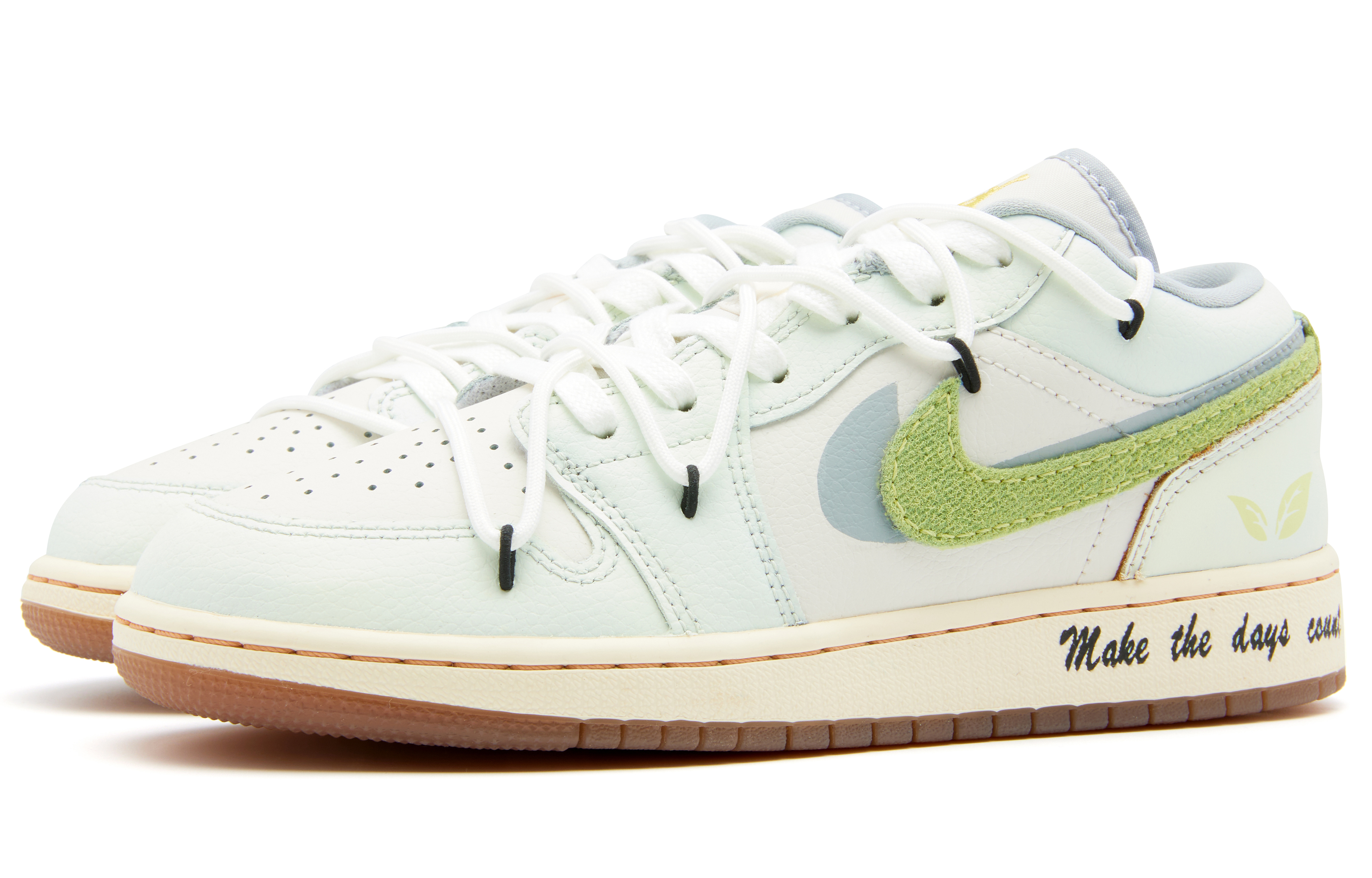 Jordan Air Jordan 1 Low SE Slip Resistant Abrasion Resistant Low top Vintage Basketball Shoes GS White Green