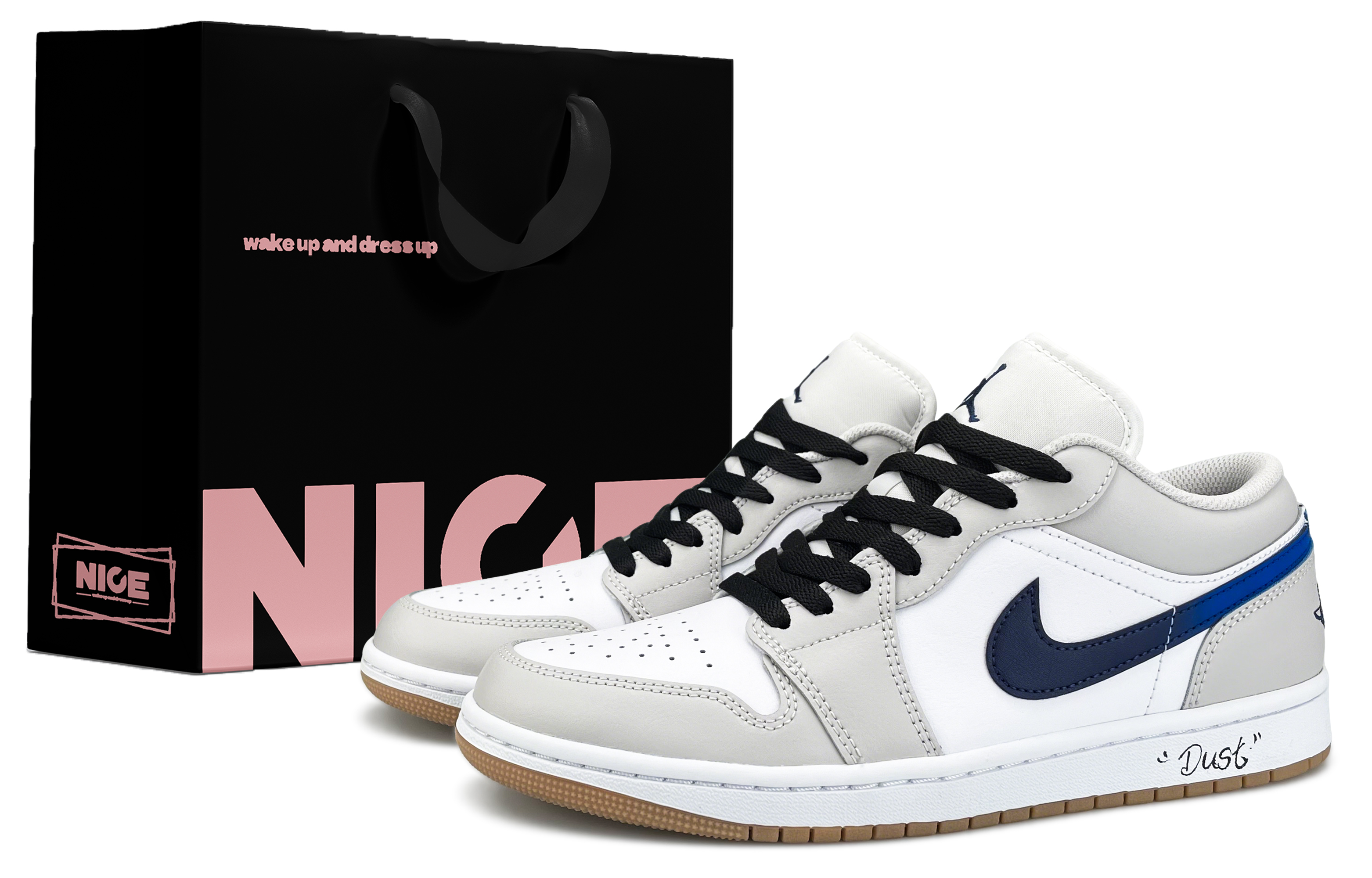 Jordan Air Jordan 1 Abrasion Resistant Abrasion Resistant Low top Vintage Basketball Shoes Unisex Gray White Blue Black