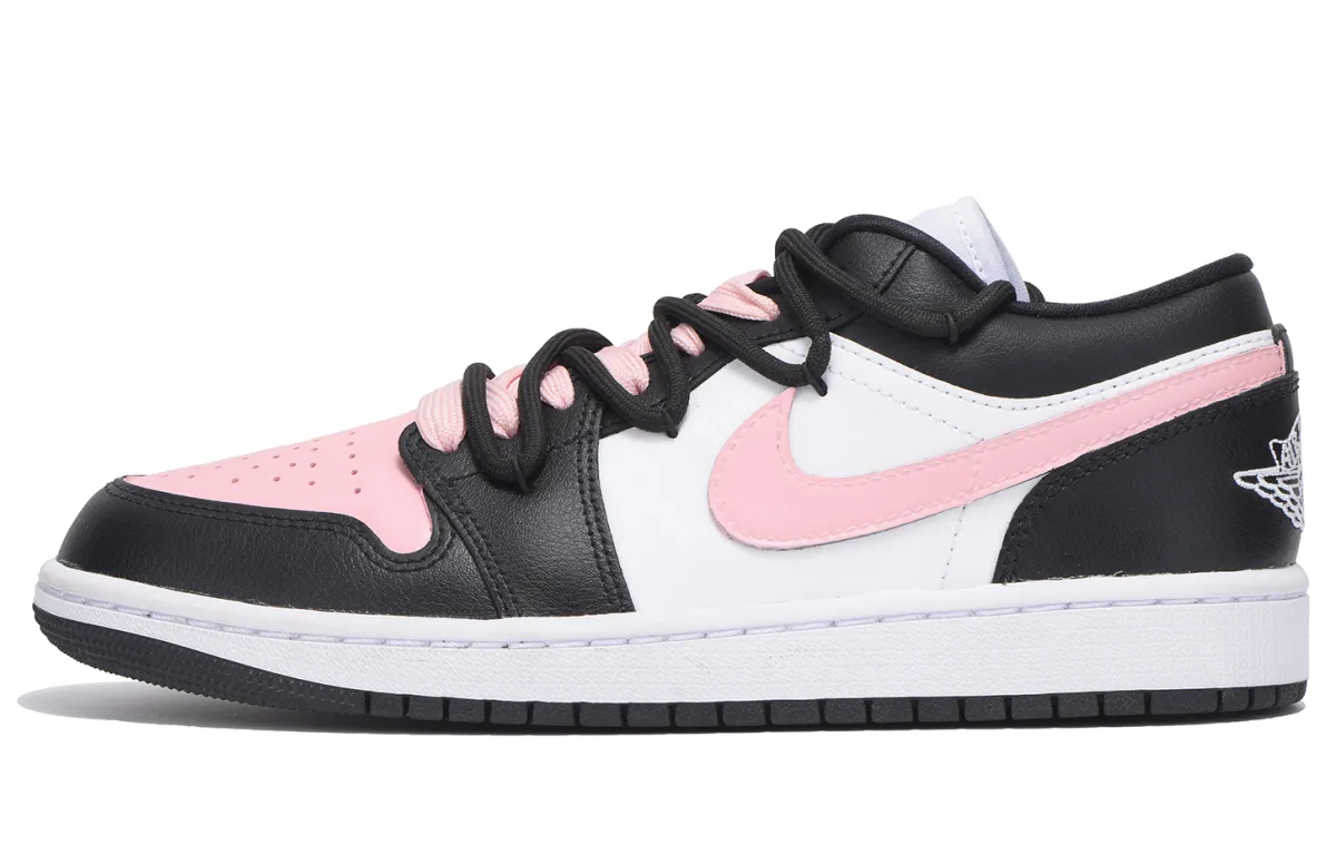 Jordan Air Jordan 1 Slip Resistant Abrasion Resistant Low top Vintage Basketball Shoes Women's Black Pink
