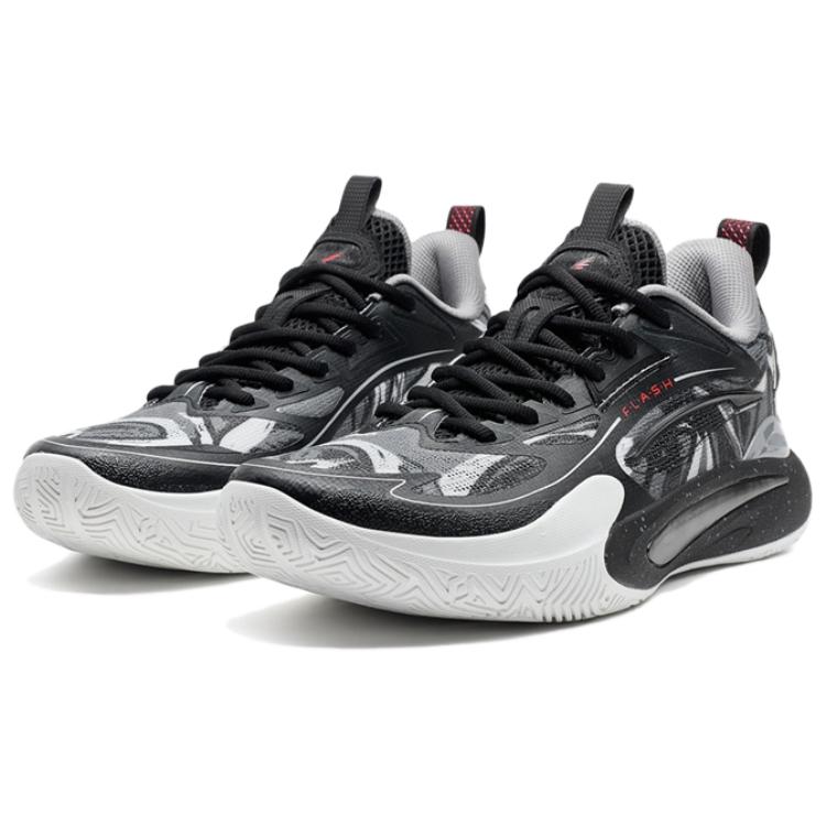 XTEP Wear resistant And Lightweight Low top Rotation Systems Basketball Shoes Men’s Black Gray