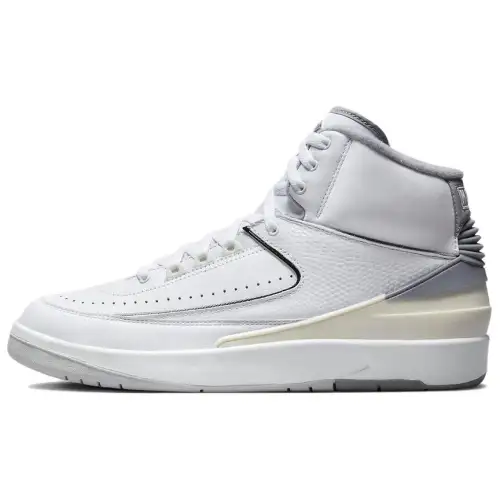 Jordan Air Jordan 2 Retro OG Cushioning, Wear Resistant High top Skateboard Shoes Men's White Gray