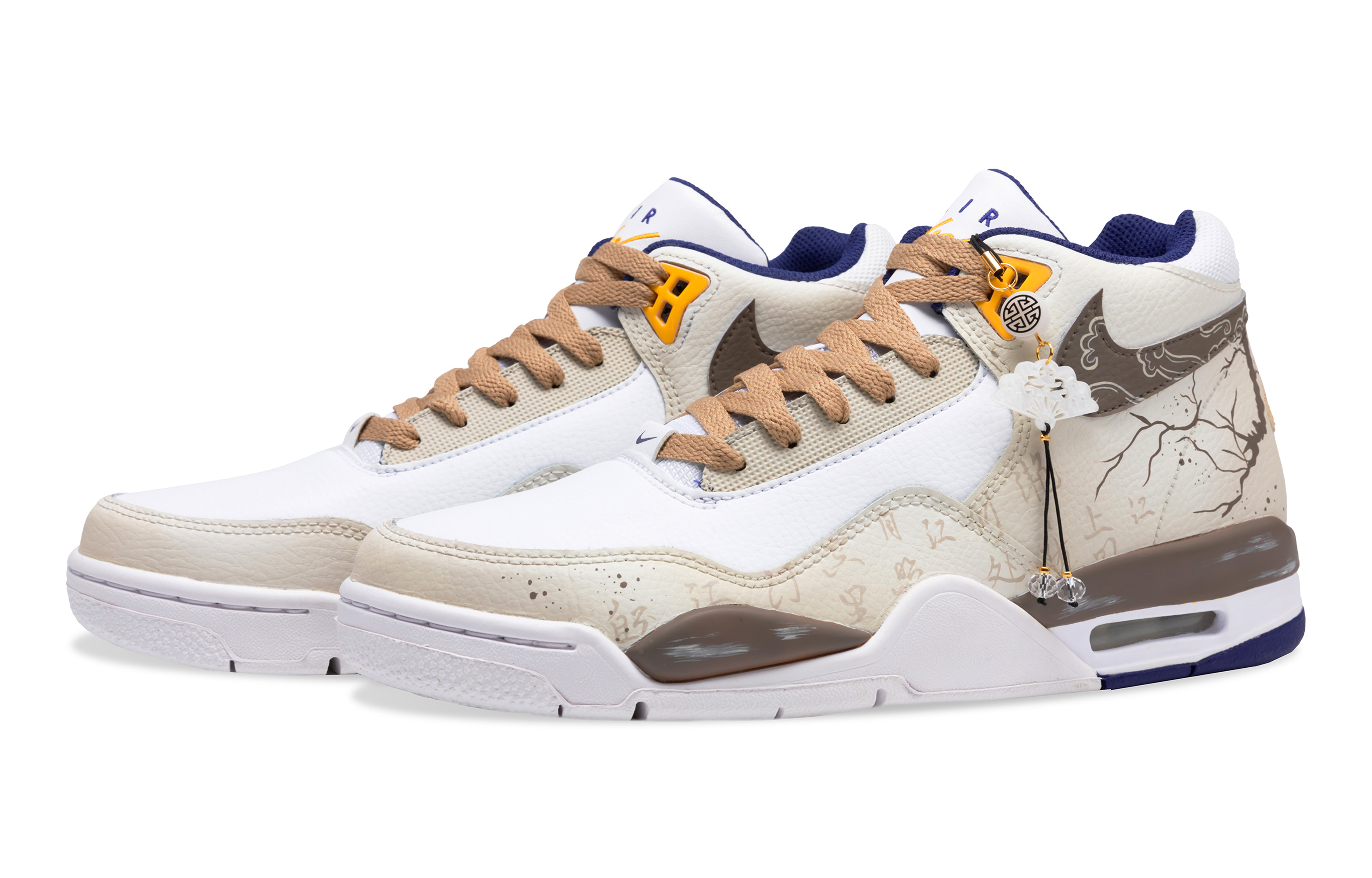 Nike Flight Legacy Vintage Basketball Shoes Men’s Mid Top White/Yellow/Brown
