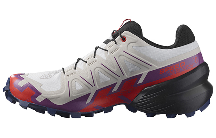 Женские кроссовки Salomon Speedcross 6 (бело-фиолетово-красные)
