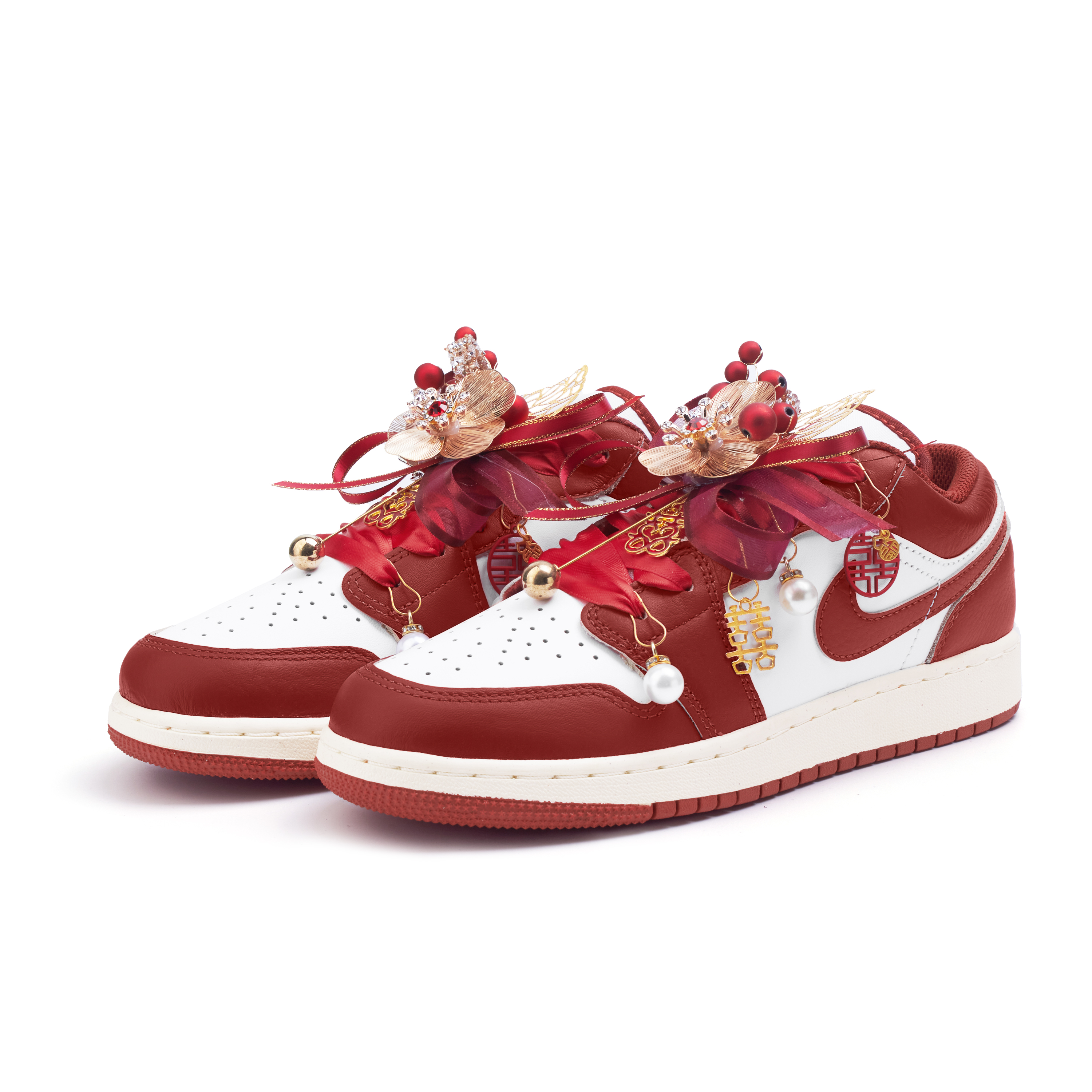 Jordan Air Jordan 1 Slip Resistant Abrasion Resistant Low top Vintage Basketball Shoes Women’s Red