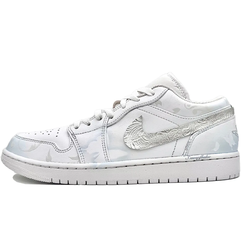 Jordan Air Jordan 1 Timeless Cushioning, Wear Resistant Low top Vintage Basketball Shoes Men's White Blue