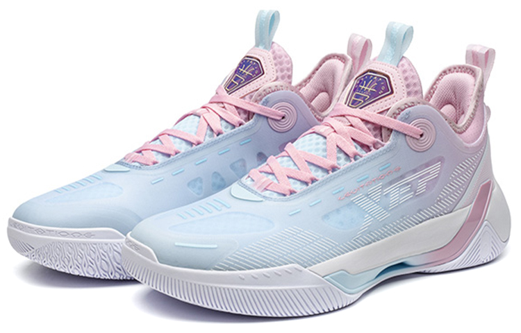 XTEP Levitation 6 Cushioning Slip Resistant Abrasion Resistant Breathable Low top Basketball Shoes Men’s Pink Blue