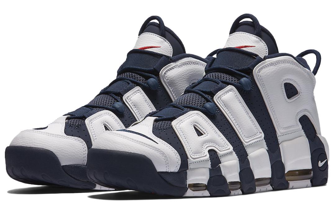 Nike Air More Uptempo Basketball Shoes Men’s Mid Top White Blue