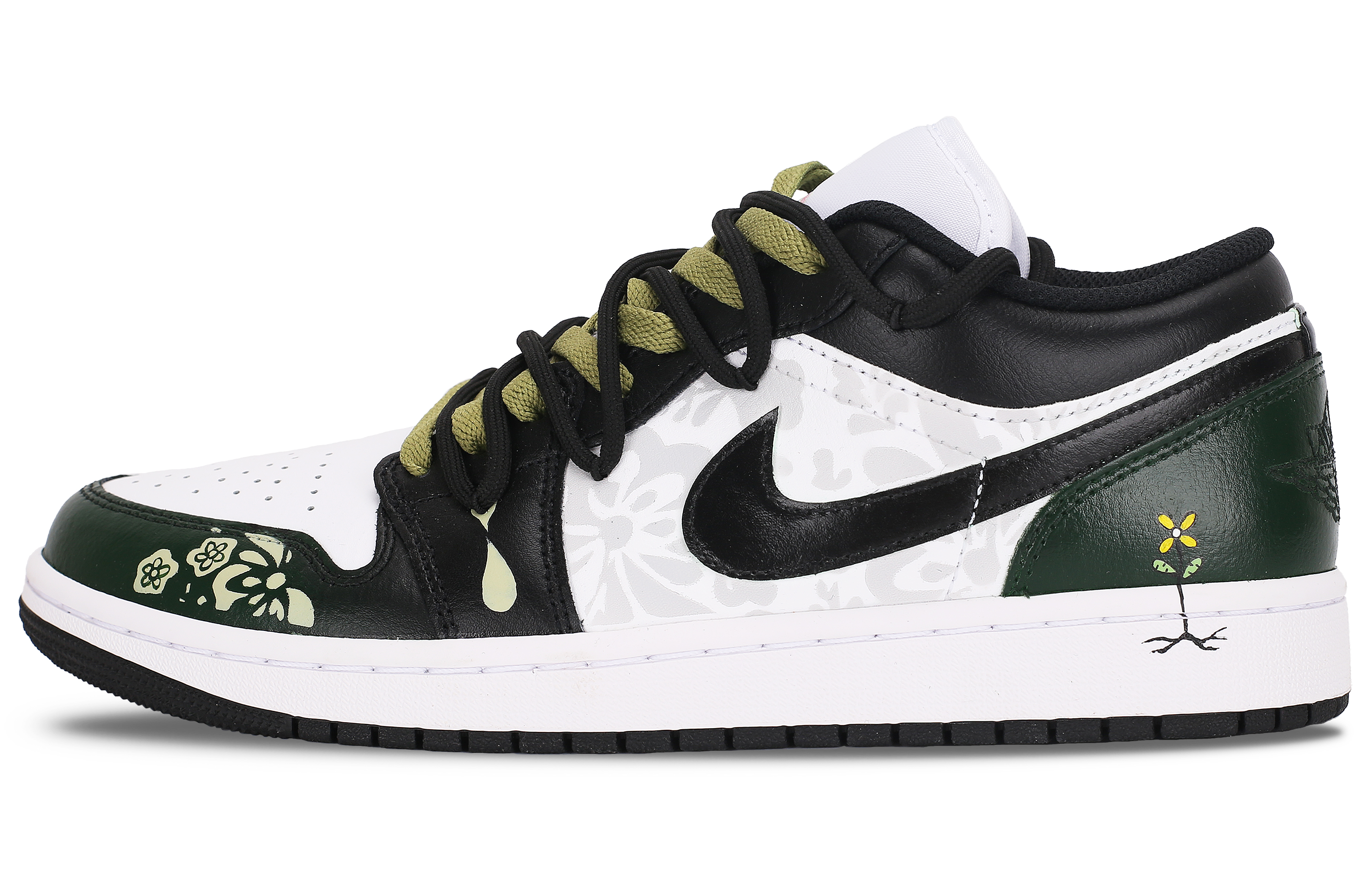 Jordan Air Jordan 1 Low top Vintage Basketball Shoes Unisex Black Green