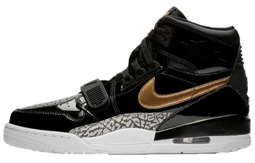Jordan Legacy 312 leather OG model, comfortable for daily use, non-slip and lightweight, high-top, retro basketball shoes, same style for men and women, black gold